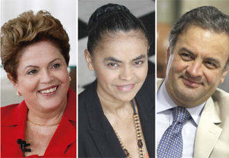 Dilma Rousseff, Marina Silva e Aécio Neves